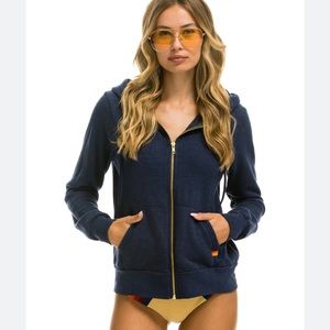 Aviator Nation Lightening Bolt Navy Zip-up